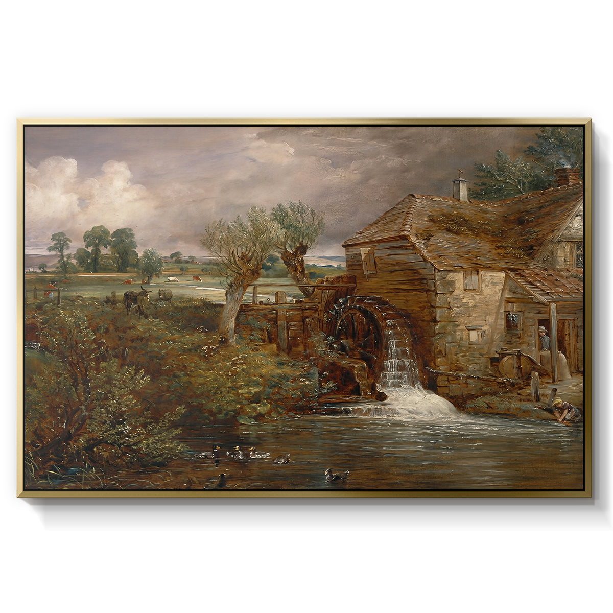 Parham Mill, Gillingham, 1826 - Floater Framed Canvas Print