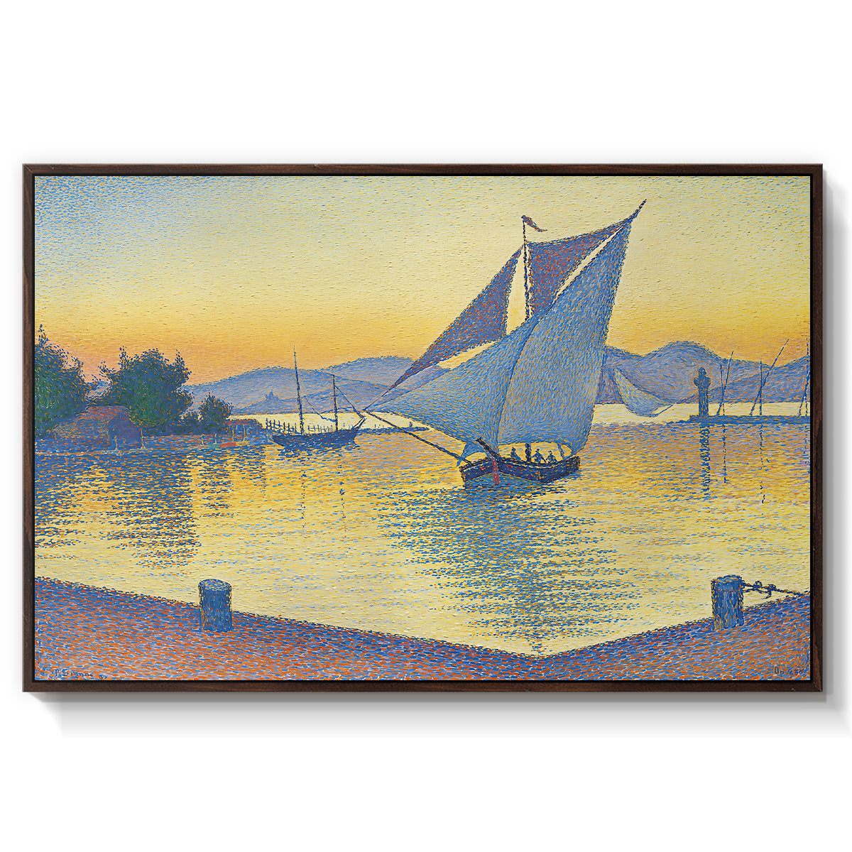 The Port at Sunset, Opus 236, Saint Tropez, 1892 - Floater Framed Canvas Print