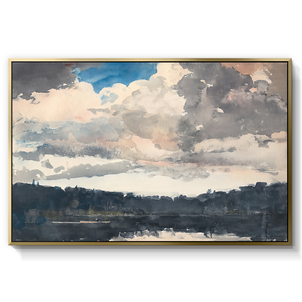 The Lone Boat, North Woods Club, Adirondacks, 1892 - Floater Framed Canvas Print