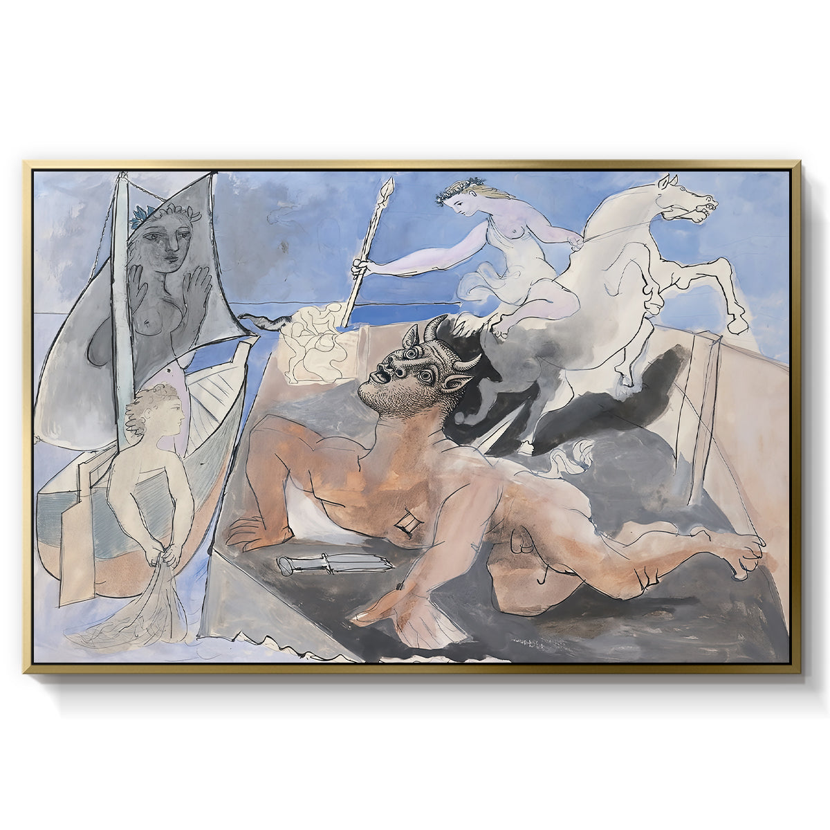 Composition with Minotaur, 1936 - Floater Framed Canvas Print