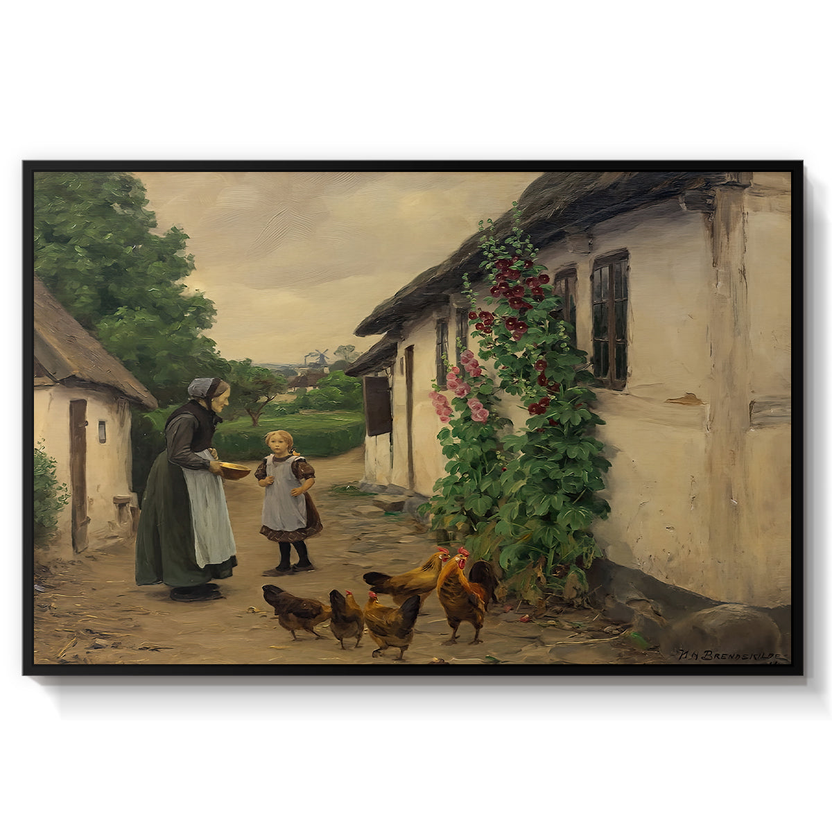 Visit to Grandmother, 1914 - Floater Framed Canvas Print