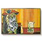 Woman Yelling at a Cat Meme (Picasso Parody) - Floater Framed Canvas Print