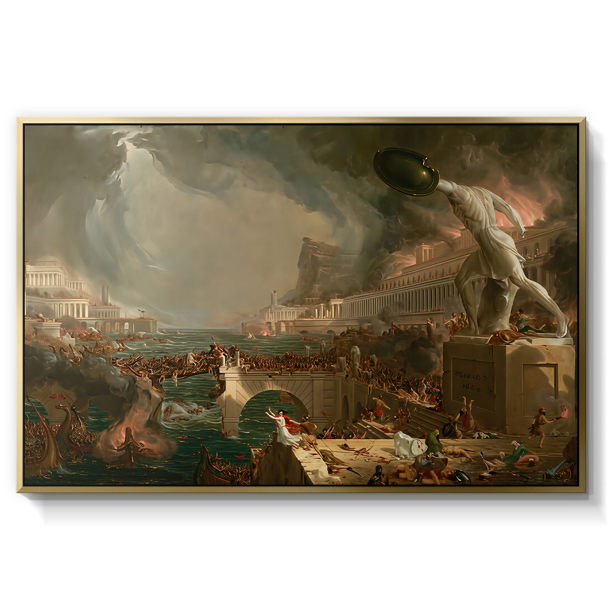 The Course of Empire: Destruction, 1836 - Floater Framed Canvas Print