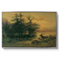 Wallowing Deer on the Shore of a Mountain Lake, c. 1850 - Floater Framed Canvas Print