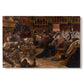 Canvas art print portraying a crowded interior scene with figures gathered around glowing central spectacle, set against a white background