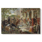 Canvas art print portraying a chaotic battle scene with mounted warriors charging across landscape, set against a white background