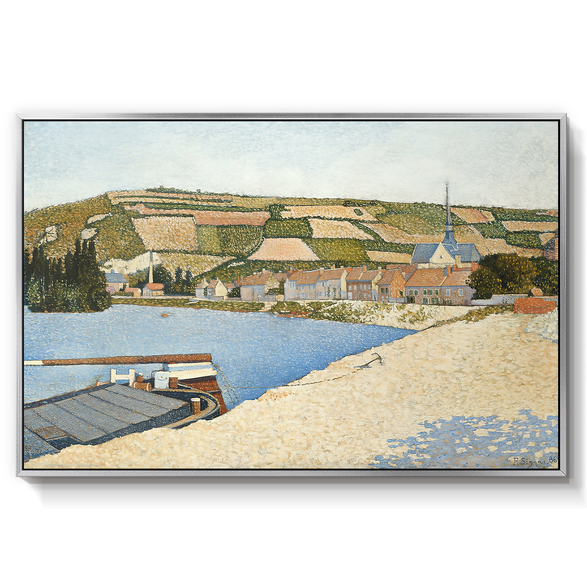 The Riverbank, Les Andelys, 1886 - Floater Framed Canvas Print
