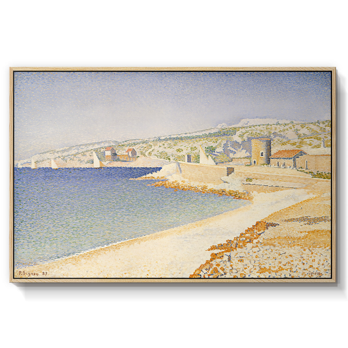 The Jetty at Cassis, Opus 198, 1889 - Floater Framed Canvas Print