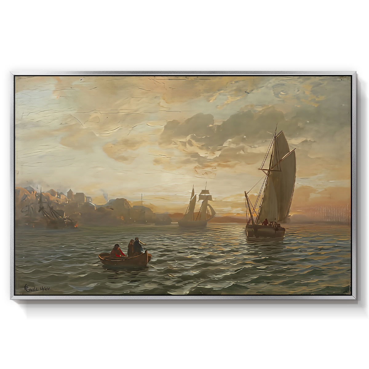 View from the Oslofjord, 1866 - Floater Framed Canvas Print
