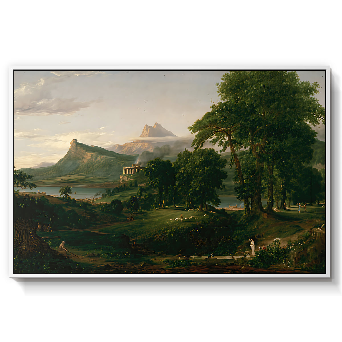 The Course of Empire: The Arcadian or Pastoral State, 1834 - Floater Framed Canvas Print