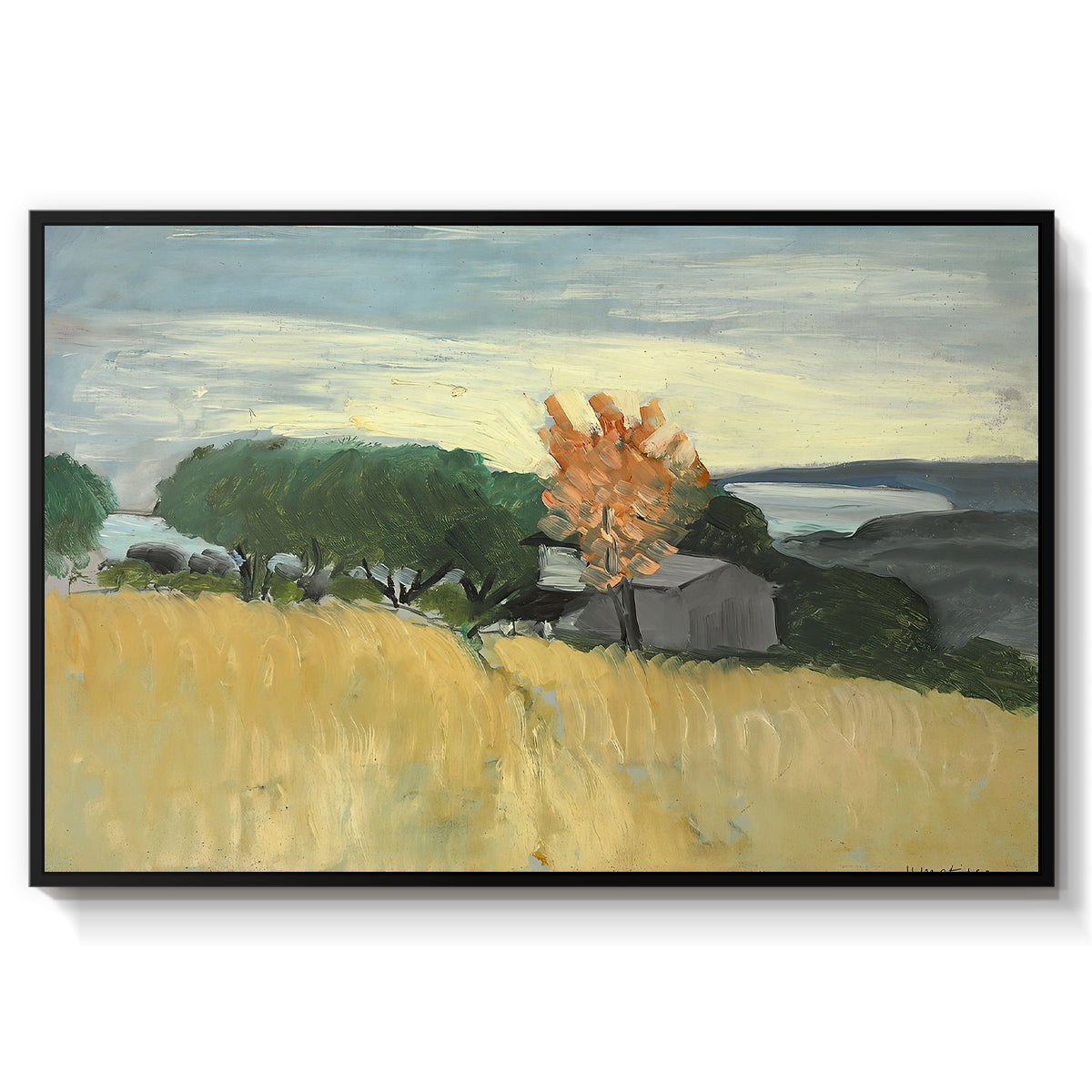 Fields of Wheat in Cagnes, 1918 - Floater Framed Canvas Print