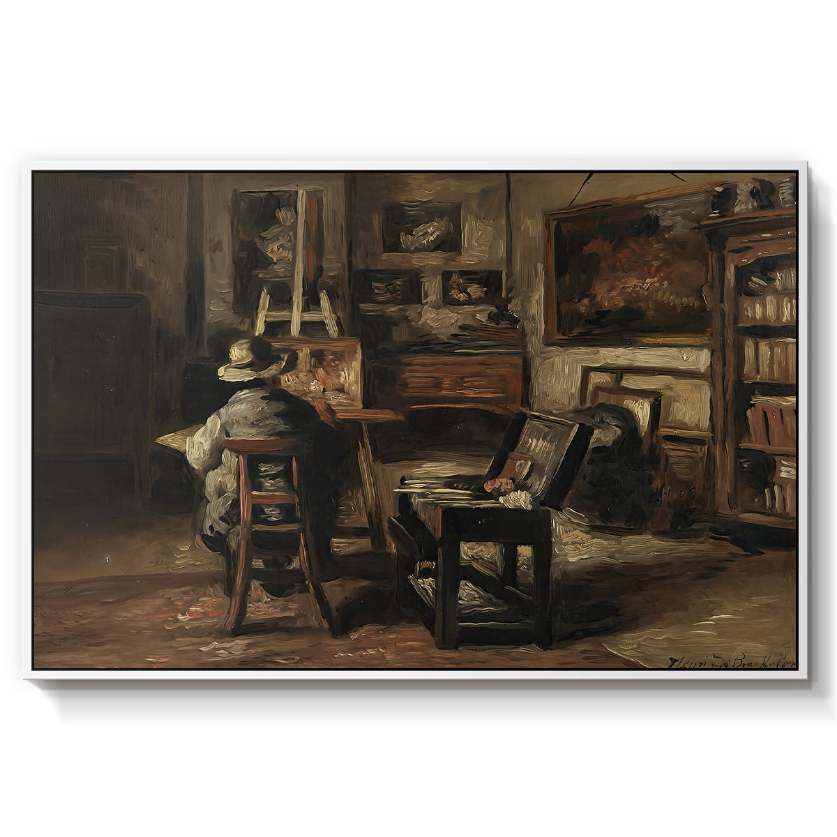The Studio of Ferdinand De Braekeleer I, Father of the Painter, c. 1873-1885 - Floater Framed Canvas Print