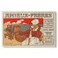 Canvas art print portraying a vintage Art Nouveau advertisement poster with illustrated figures and decorative typography, set against a white background