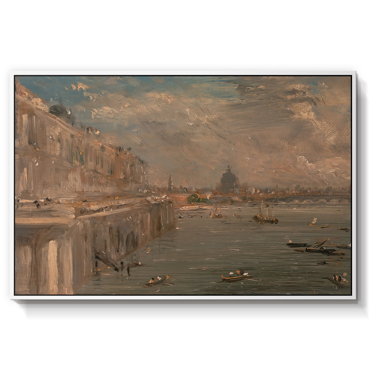 Somerset House Terrace from Waterloo Bridge, c. 1819 - Floater Framed Canvas Print