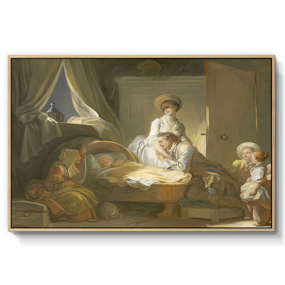 The Visit to the Nursery, c. 1775 - Floater Framed Canvas Print