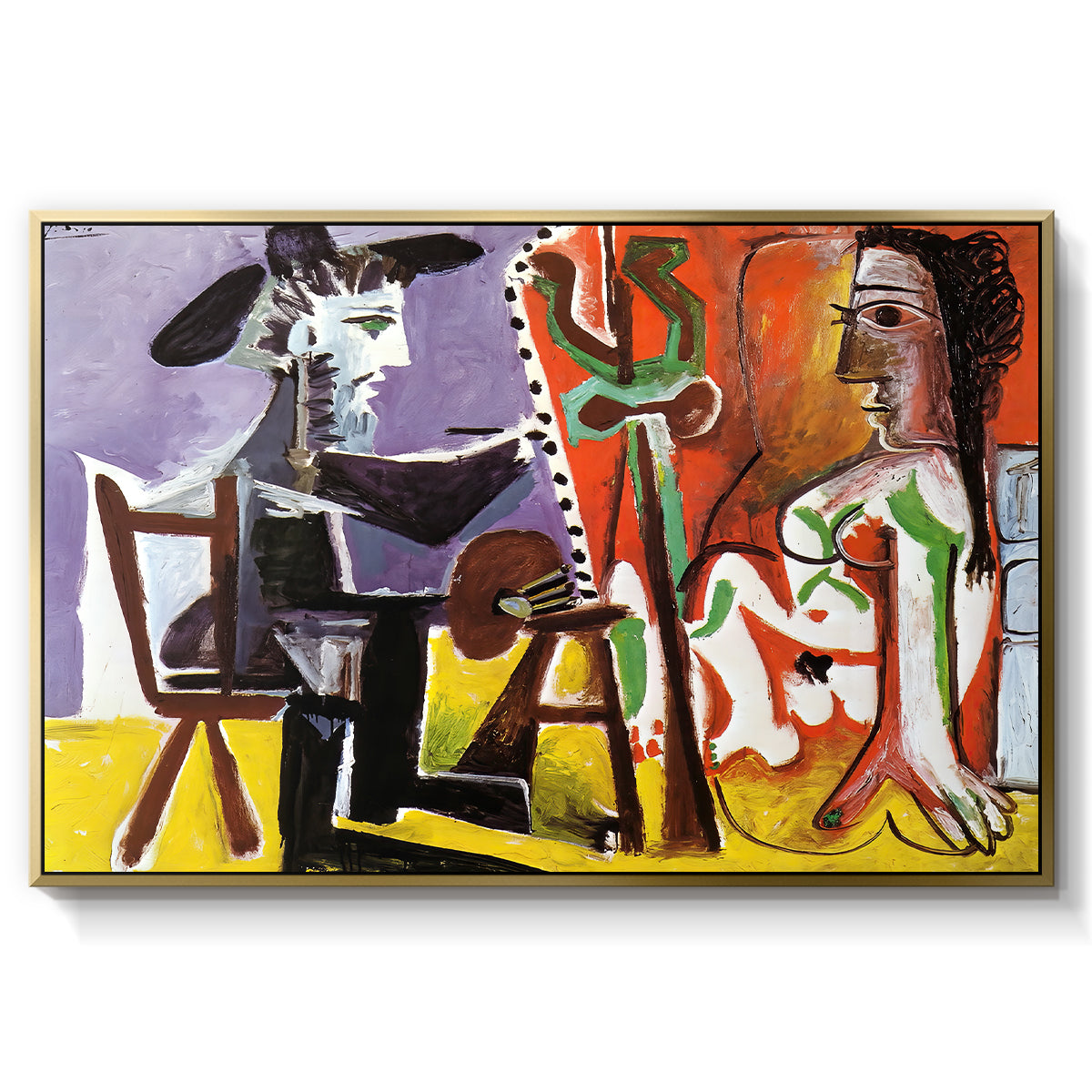 The Painter and His Model, 1963 - Floater Framed Canvas Print