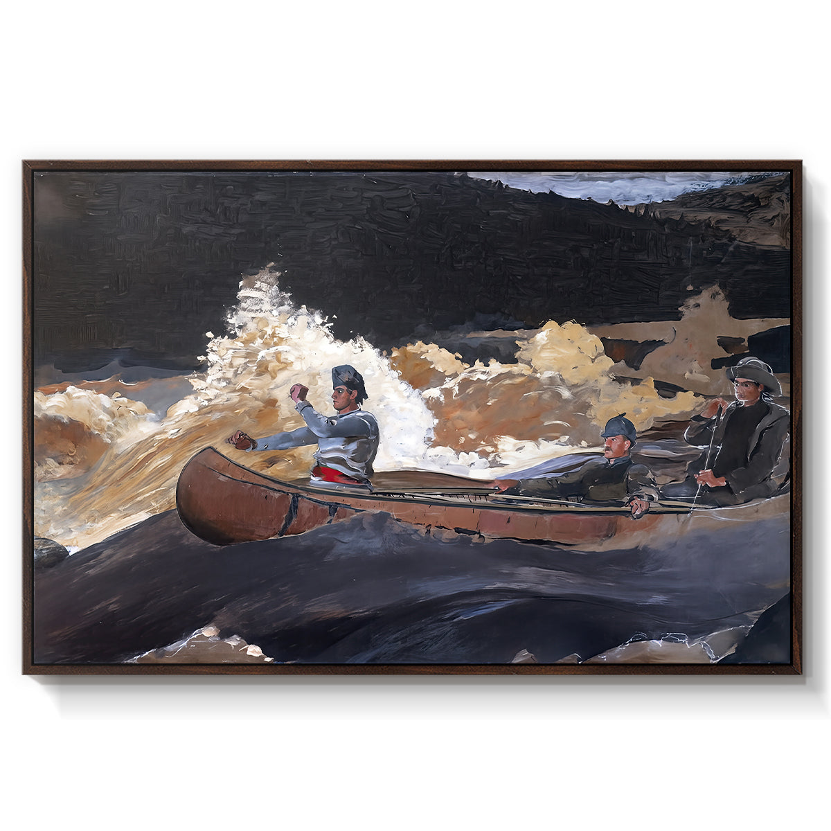 Shooting the Rapids, Saguenay River, 1905-1910 - Floater Framed Canvas Print