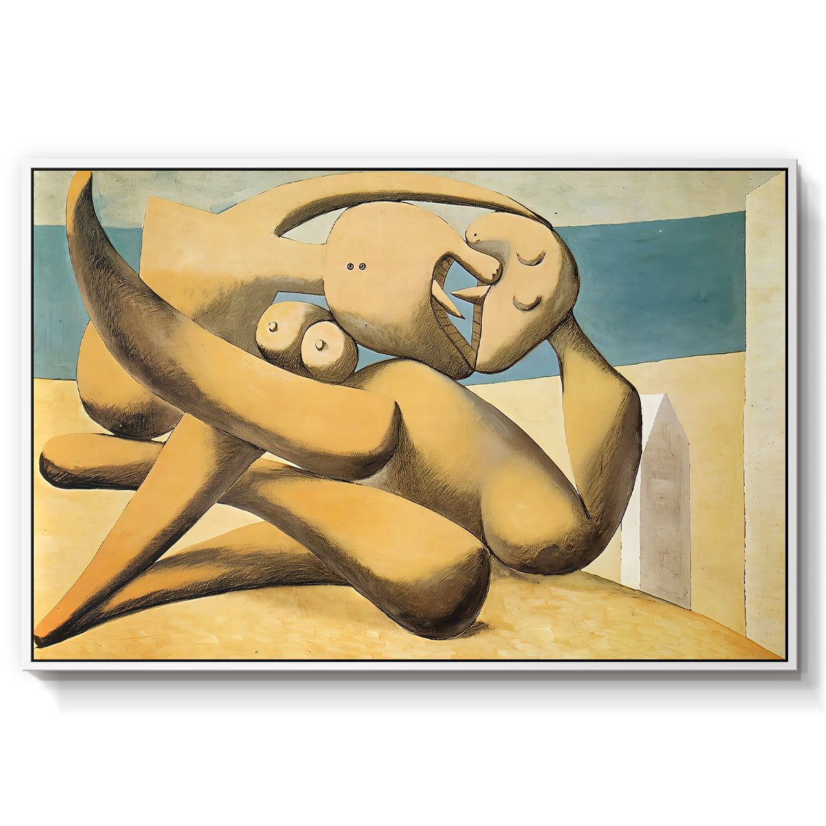 Figures at the Seaside (The Kiss), 1931 - Floater Framed Canvas Print