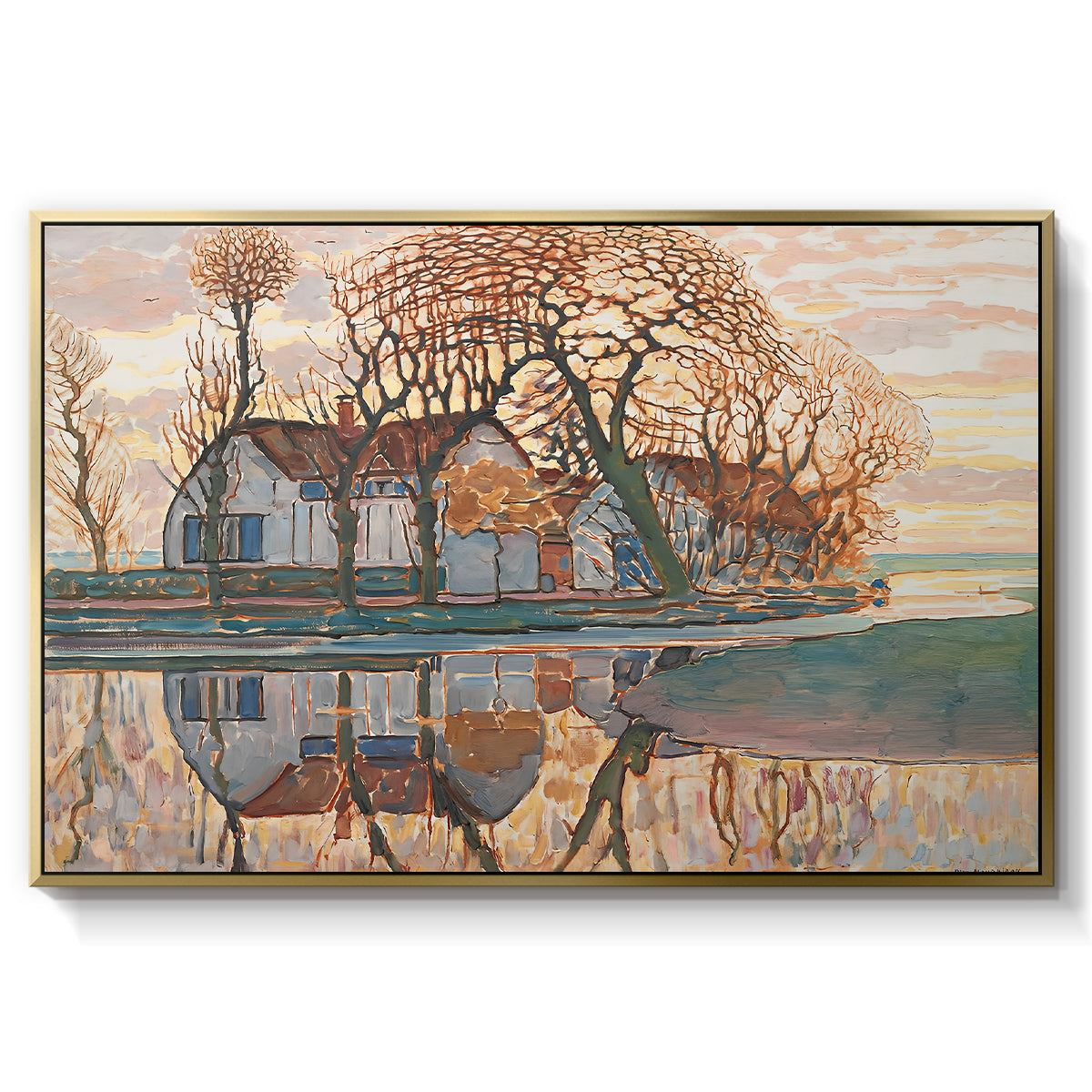 Farm near Duivendrecht, c. 1916 - Floater Framed Canvas Print