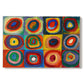 Canvas art print portraying a grid of squares each containing concentric circular color patterns, set against a white background