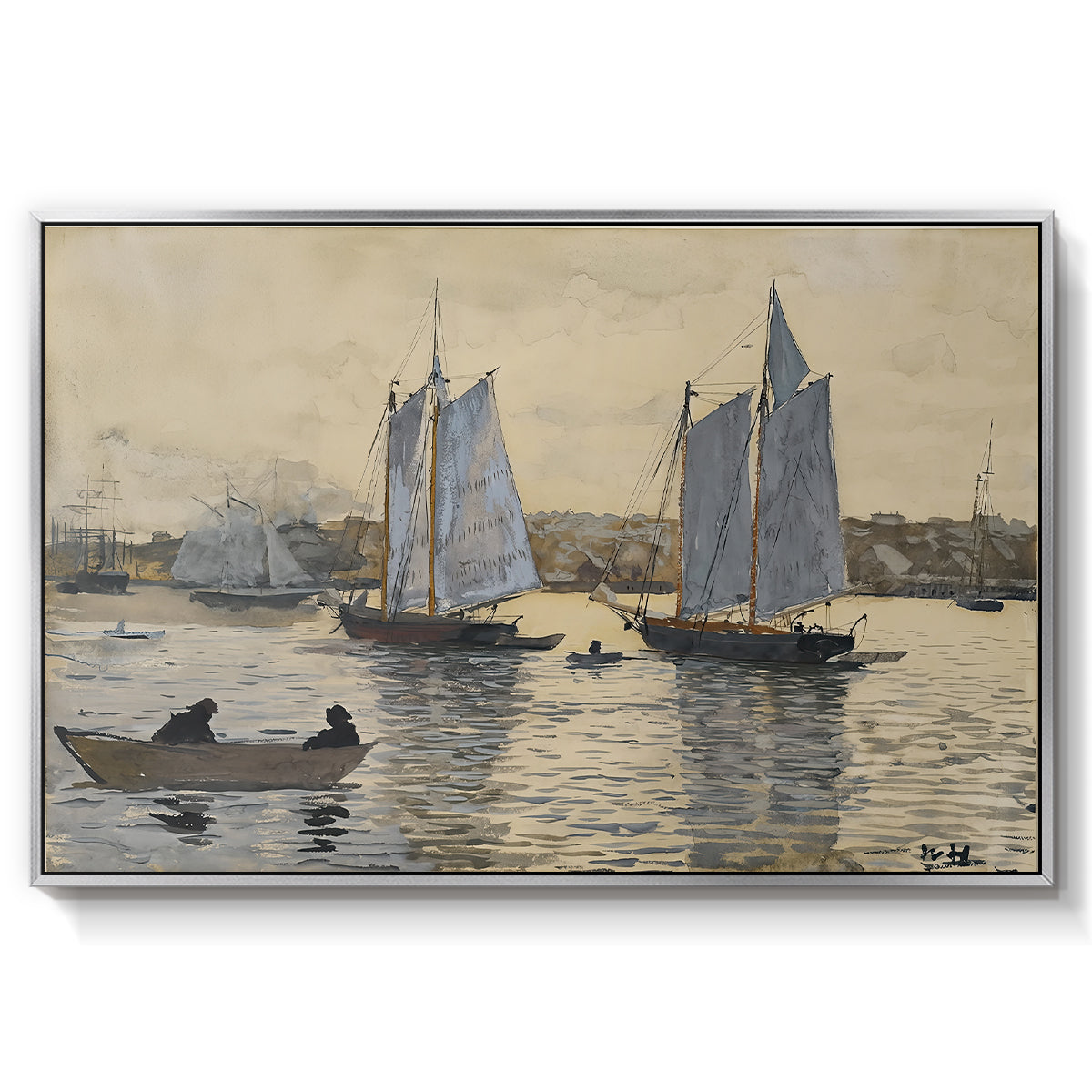 Two Schooners, Gloucester, c. 1880 - Floater Framed Canvas Print