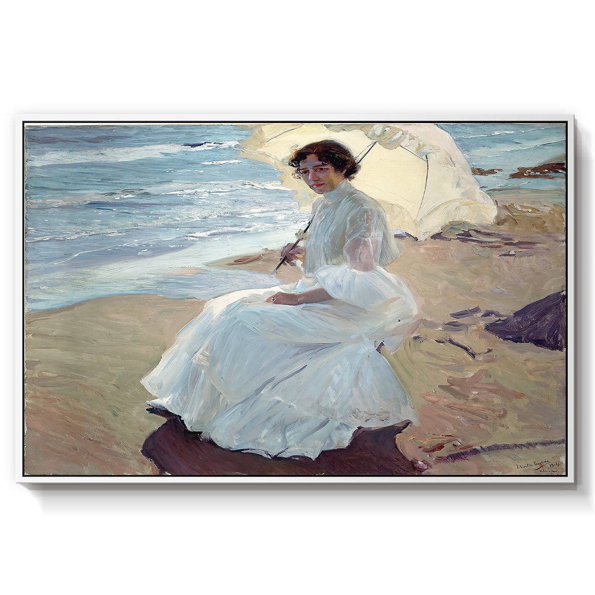 Clotilde on the Beach, 1904 - Floater Framed Canvas Print