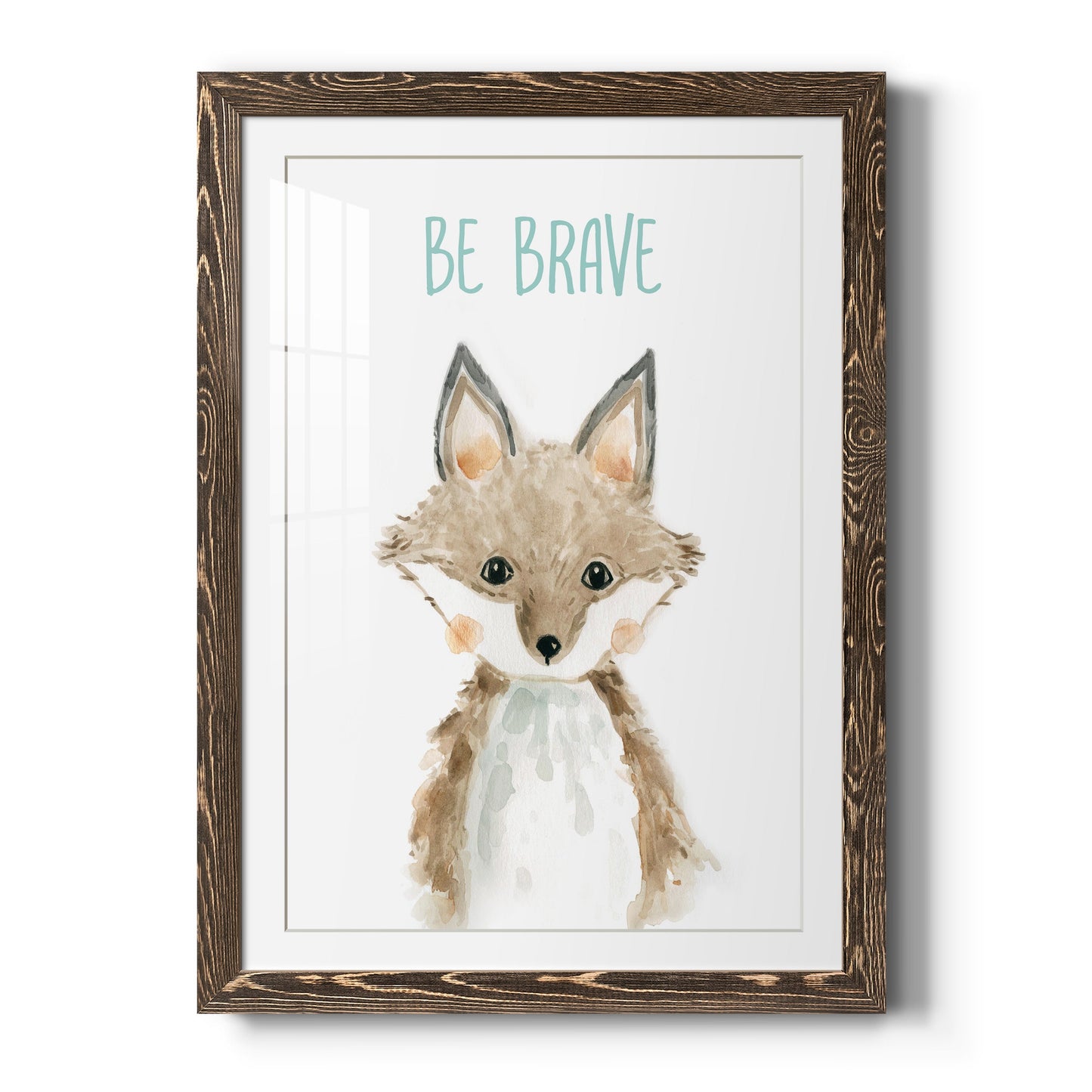 Be Brave Fox - Premium Framed Print - Distressed Barnwood Frame - Ready to Hang