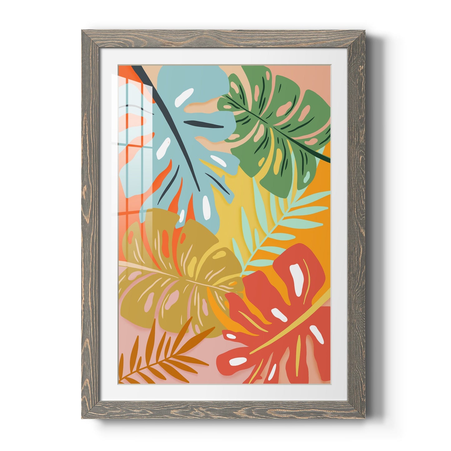 Tropical Foliage I - Barnwood Framed Art Print