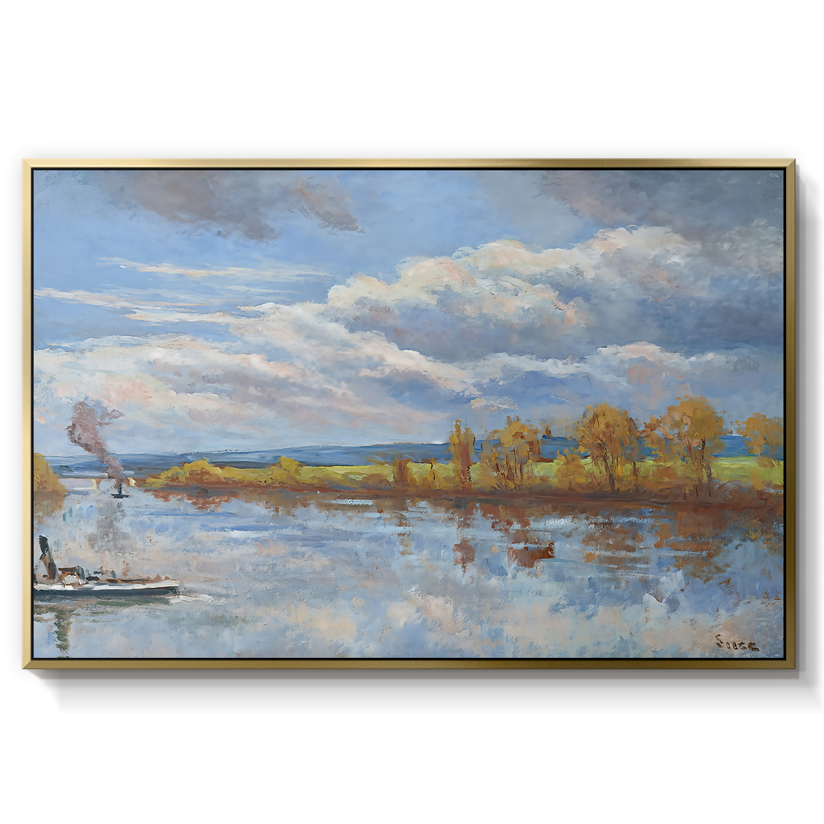 The Banks of the River Seine, 1893 - Floater Framed Canvas Print