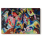 Canvas art print portraying a chaotic abstract composition with dense overlapping colors and forms suggesting turbulent motion, set against a white background