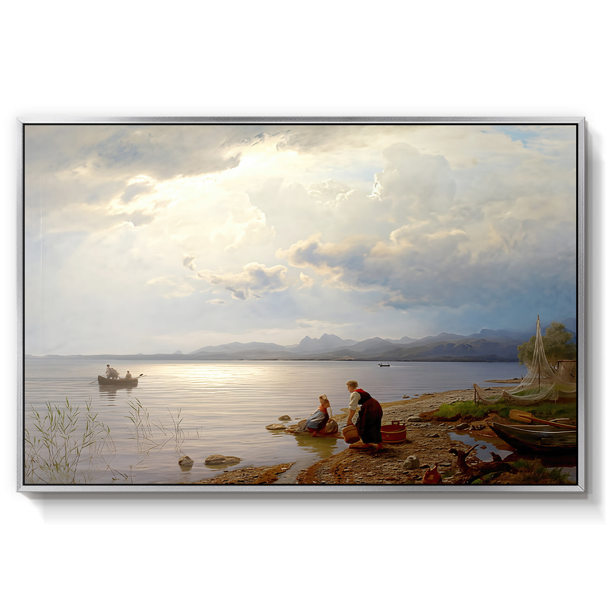 On the Banks of the Chiemsee, 1871 - Floater Framed Canvas Print