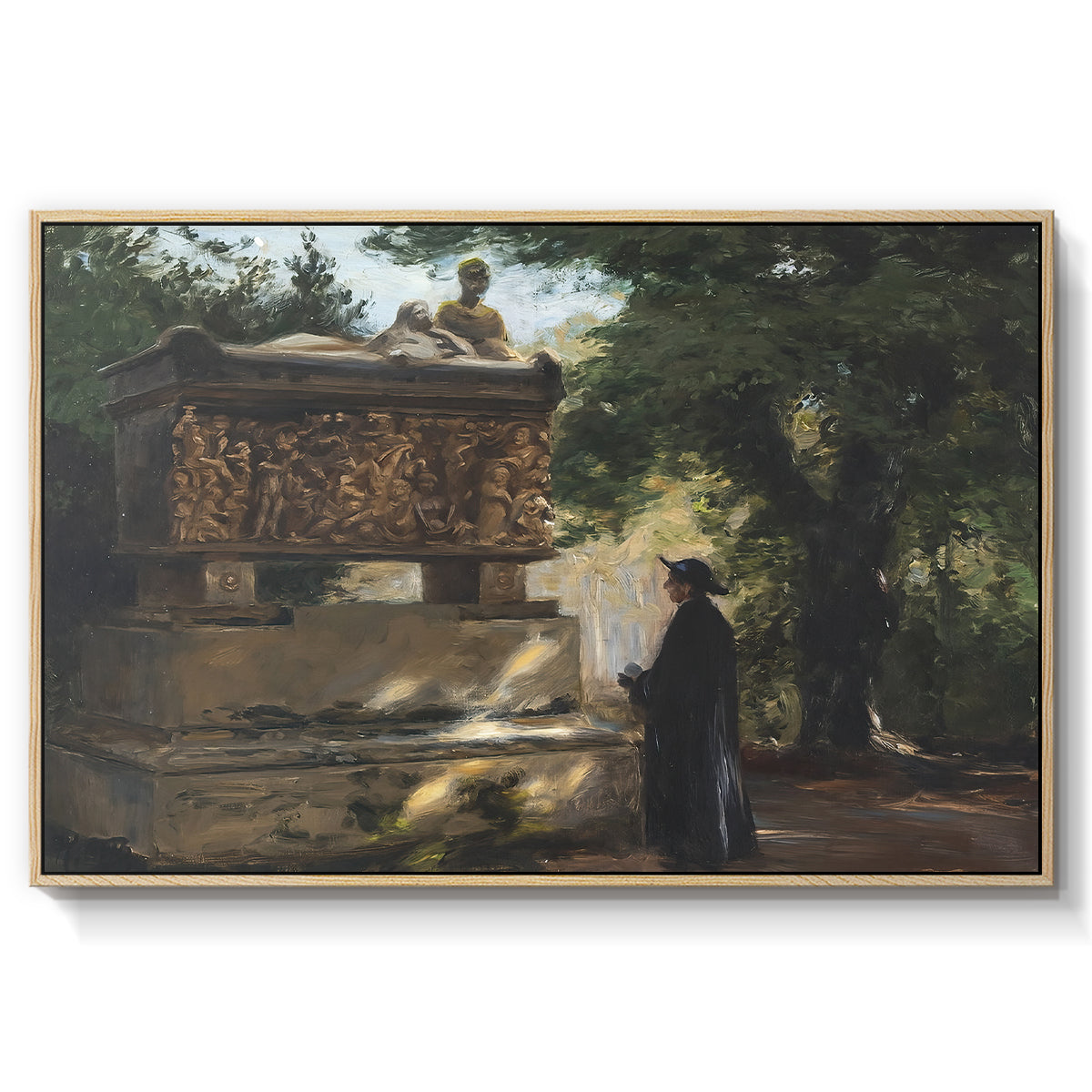 A Catholic Priest in Front of a Sarcophagus, c. 1857 - Floater Framed Canvas Print