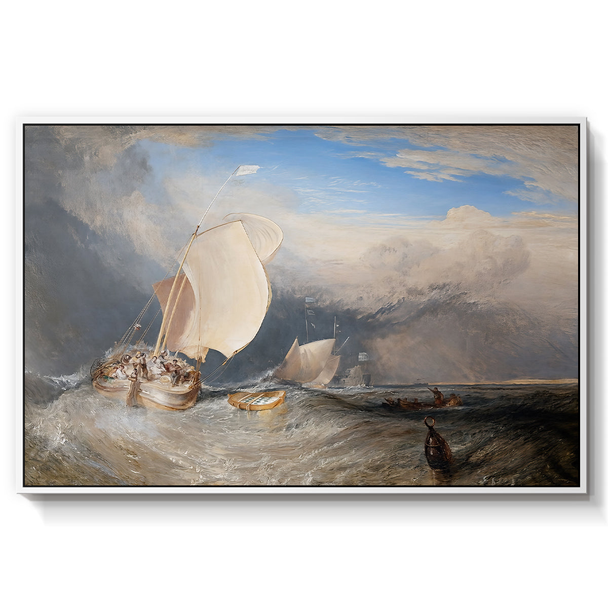 Fishing Boats with Hucksters Bargaining for Fish, 1837-1838 - Floater Framed Canvas Print