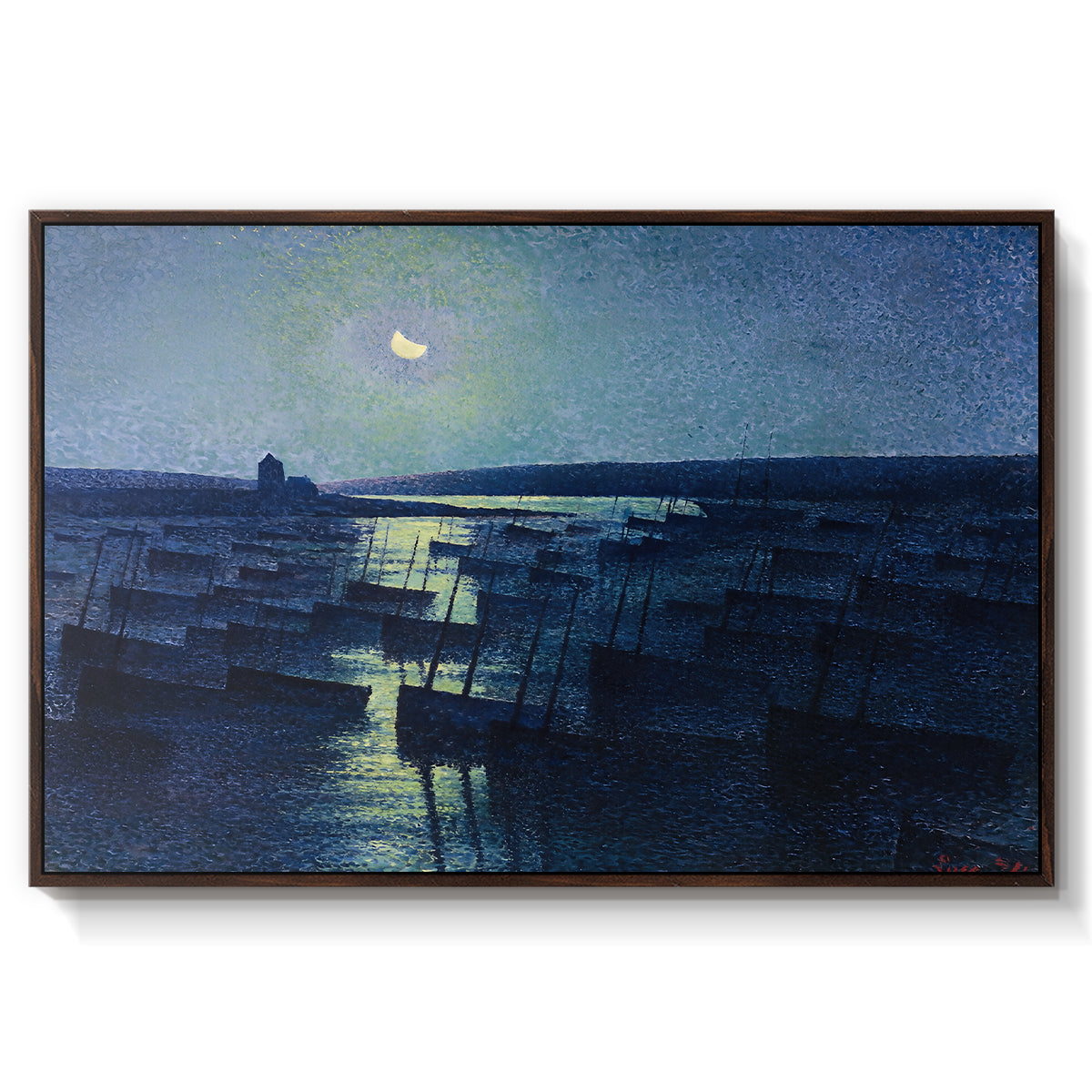 Camaret, Moonlight and Fishing Boats, 1894 - Floater Framed Canvas Print