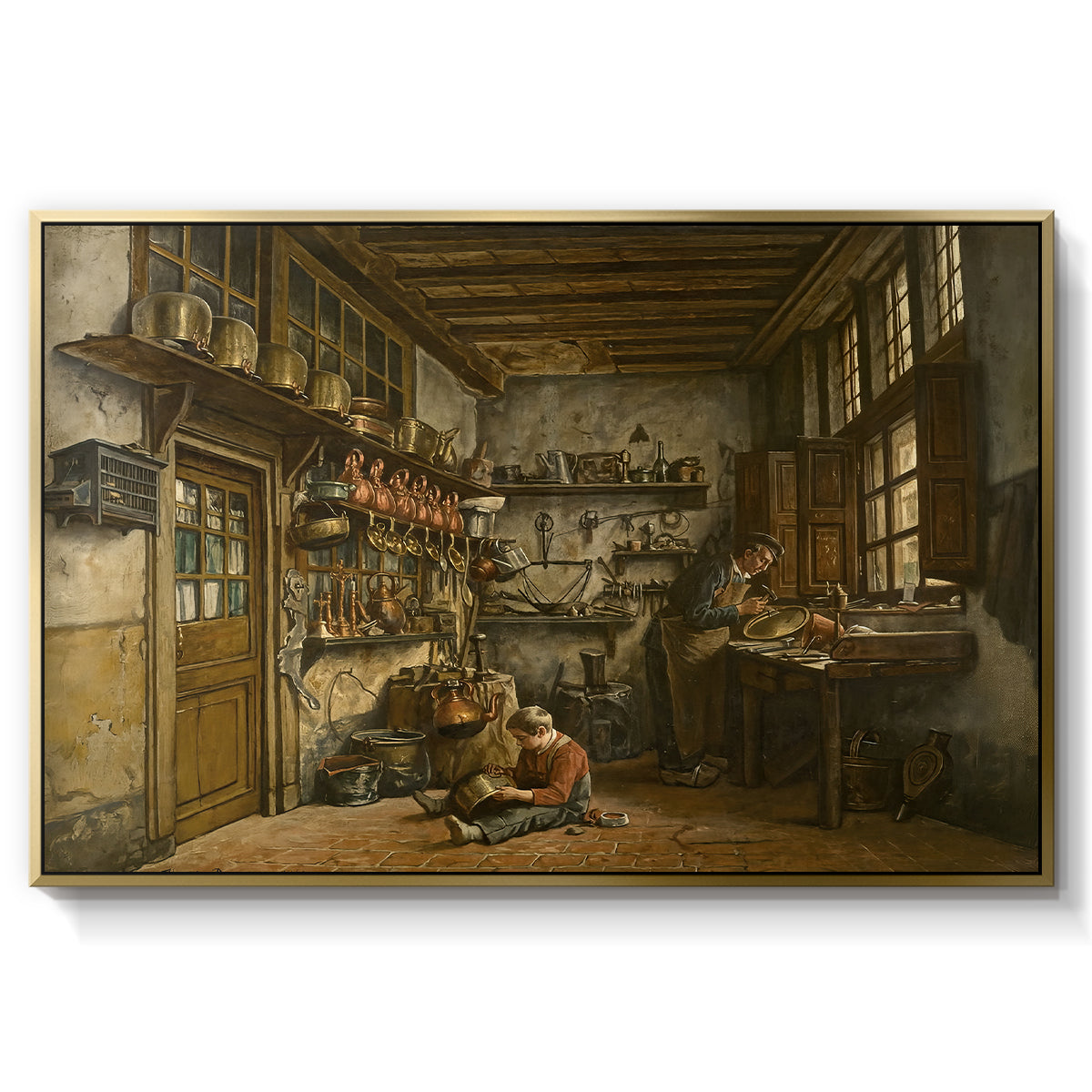 The Tinker, 1861 - Floater Framed Canvas Print