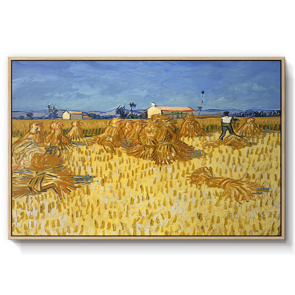 Wheat Field with Sheaves (Harvest in Provence), 1888 - Floater Framed Canvas Print
