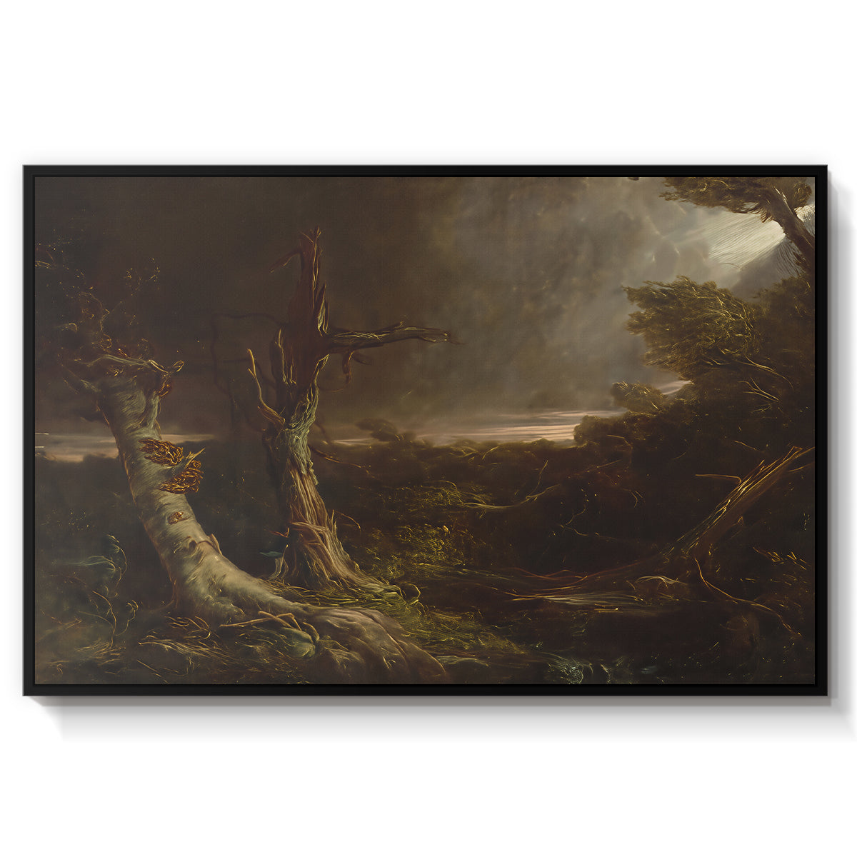 Tornado in an American Forest, 1835 - Floater Framed Canvas Print