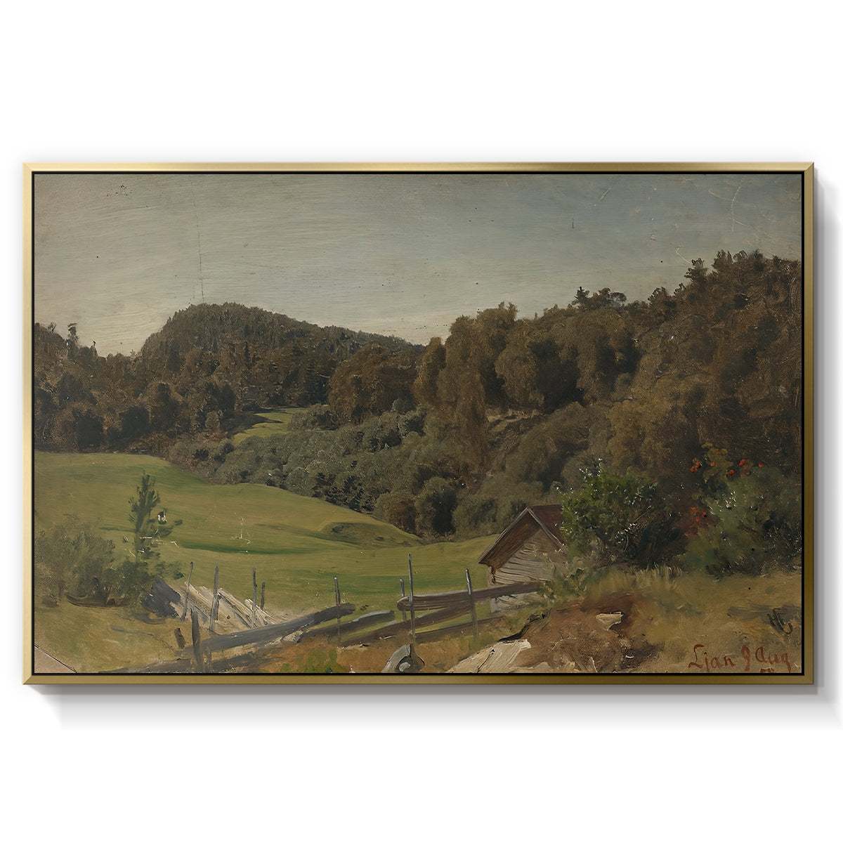 Landscape at Ljan, 1858 - Floater Framed Canvas Print