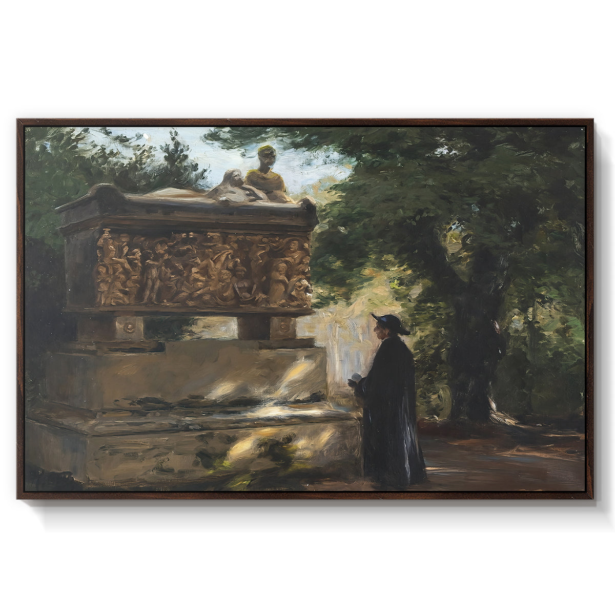 A Catholic Priest in Front of a Sarcophagus, c. 1857 - Floater Framed Canvas Print