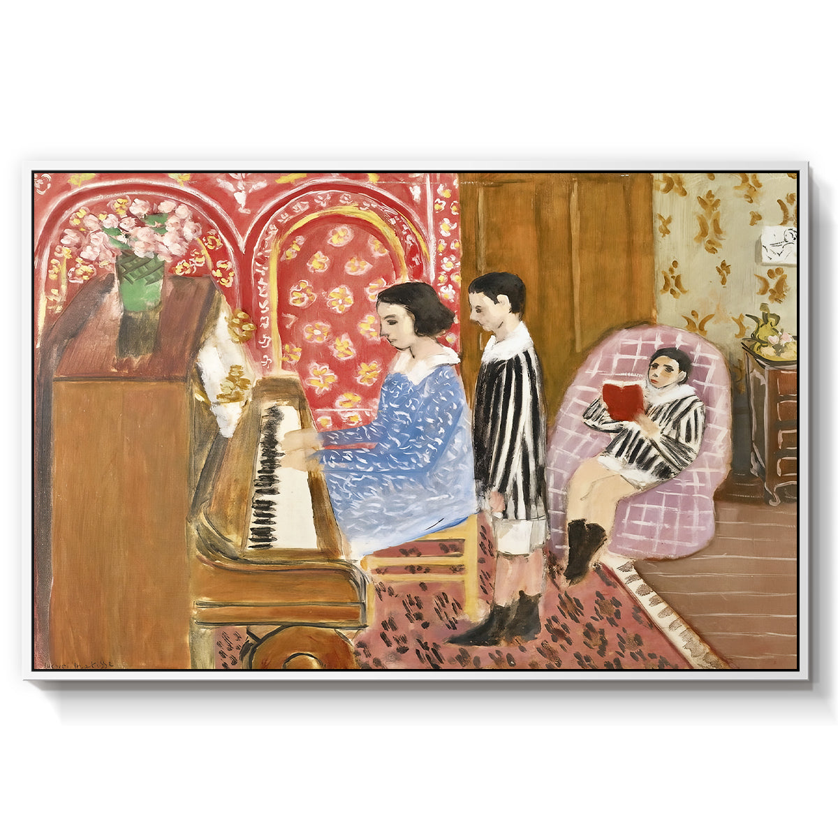 The Piano Lesson, 1923 - Floater Framed Canvas Print