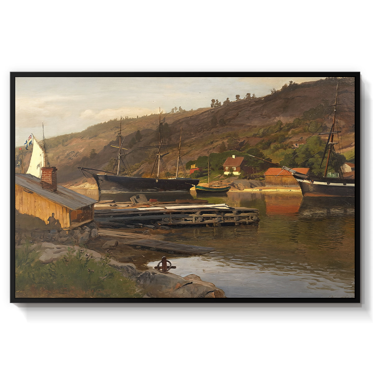 Landingsbrygge Husvik, Drøbak, 1875 - Floater Framed Canvas Print