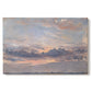 Canvas art print portraying a sky filled with warm sunset clouds over low horizon, set against a white background