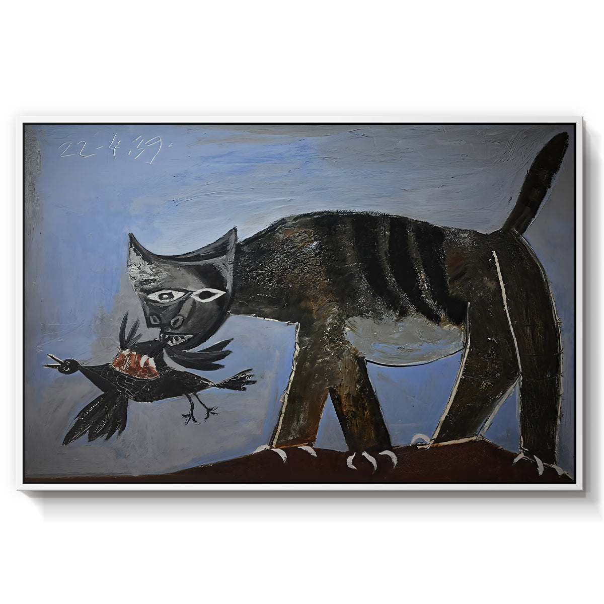 Cat Catching a Bird, 1939 - Floater Framed Canvas Print