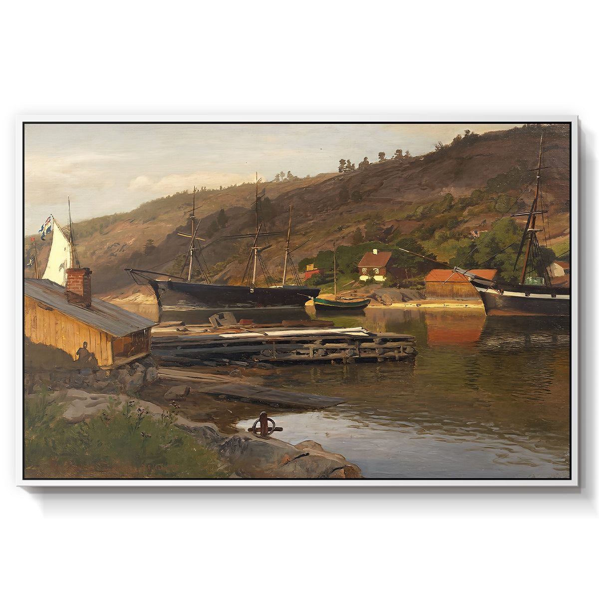 Landingsbrygge Husvik, Drøbak, 1875 - Floater Framed Canvas Print