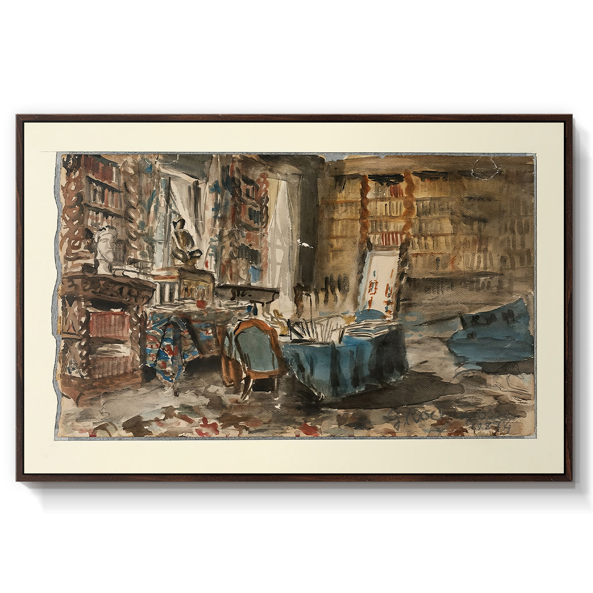 Cabinet de Flaubert à Croisset, 1874 - Floater Framed Canvas Print