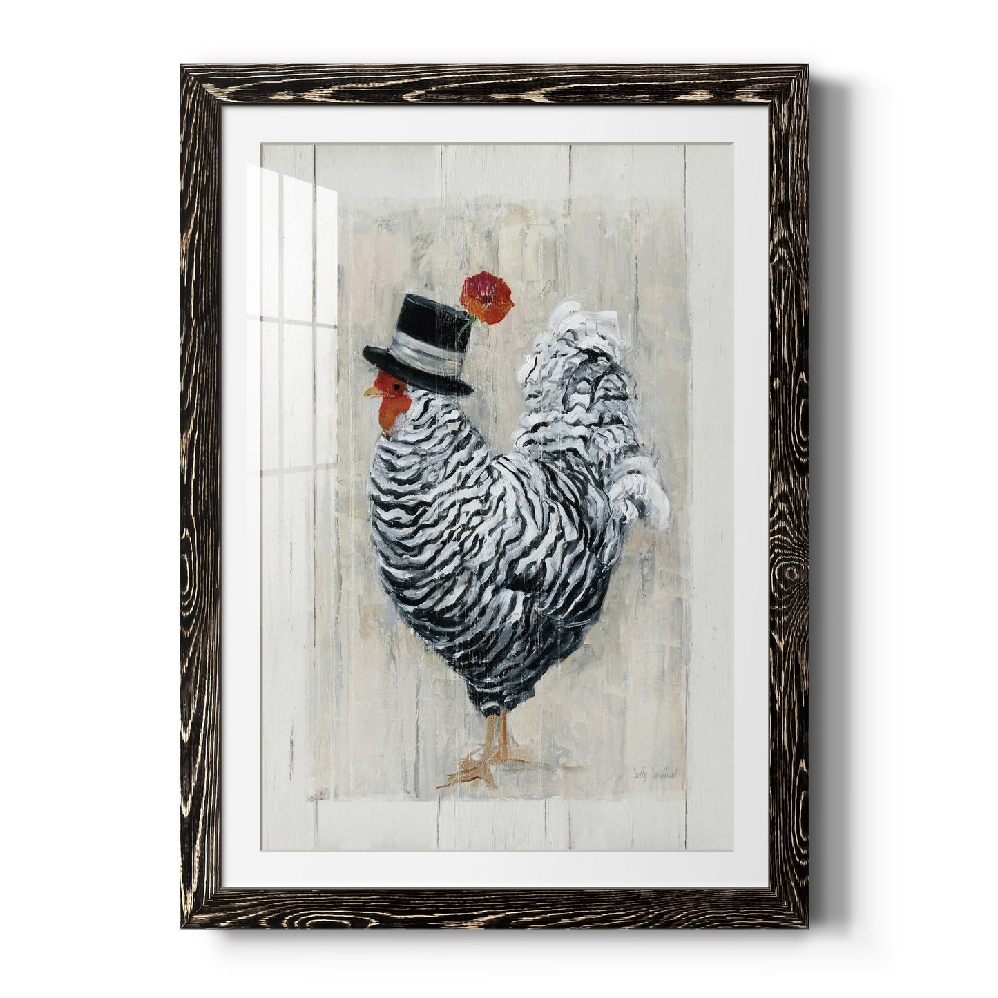 Sunday Best Rooster - Barnwood Framed Art Print