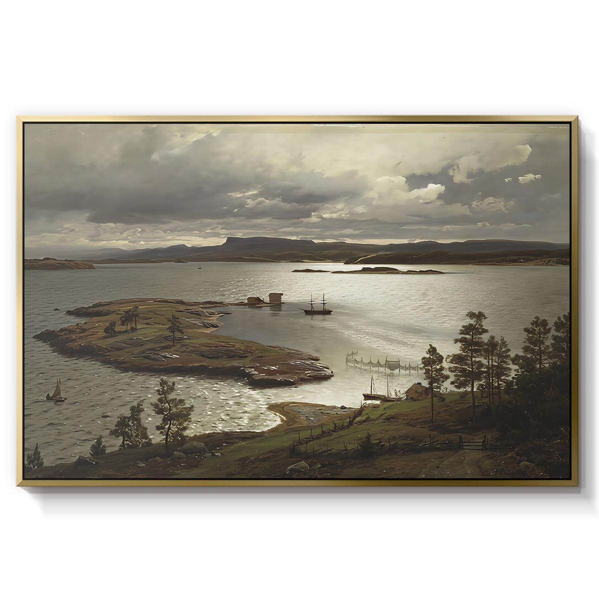 The Fjord at Sandviken (Sandviksfjorden), 1879 - Floater Framed Canvas Print