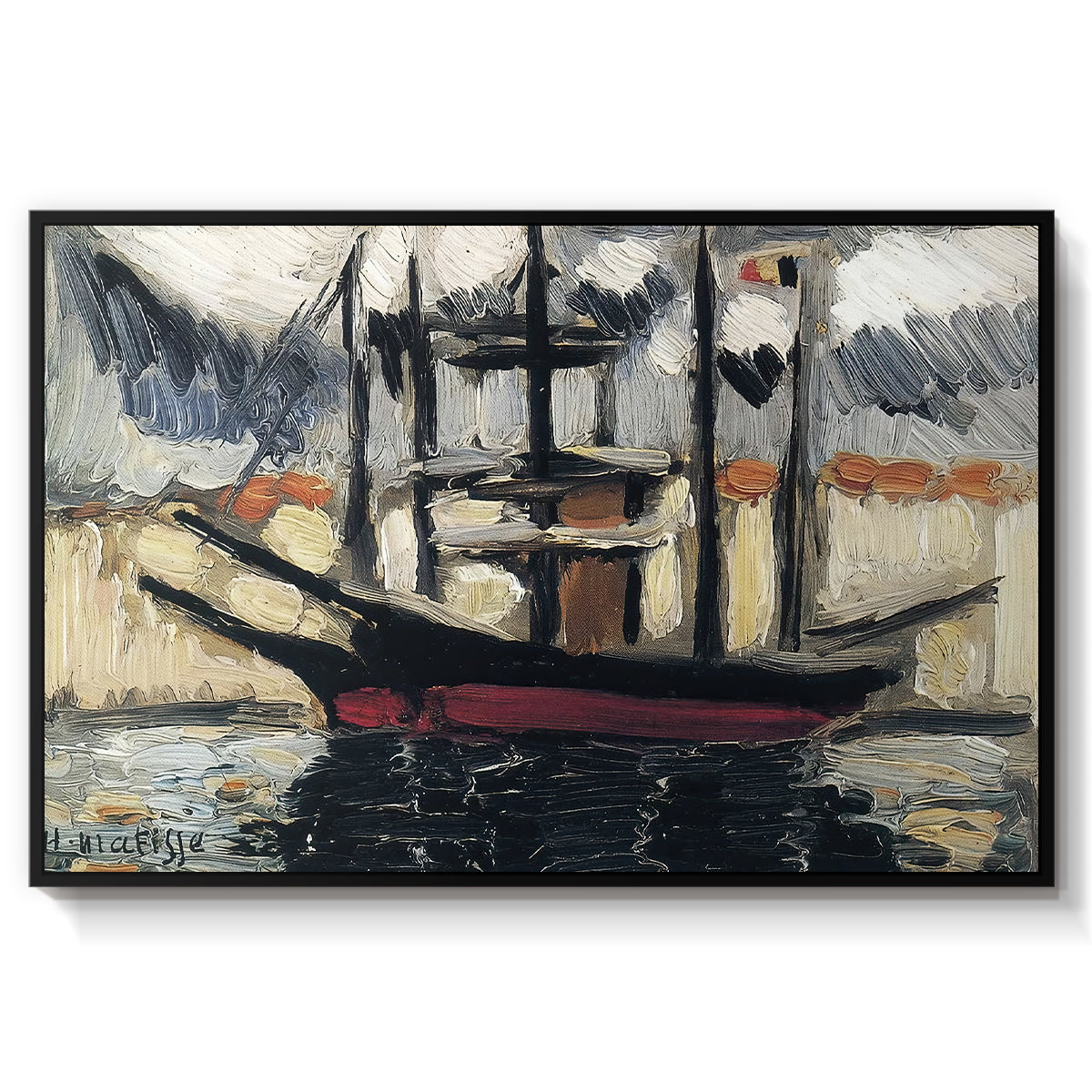 Two Boats Side by Side, Port of Marseilles, c. 1916 - Floater Framed Canvas Print