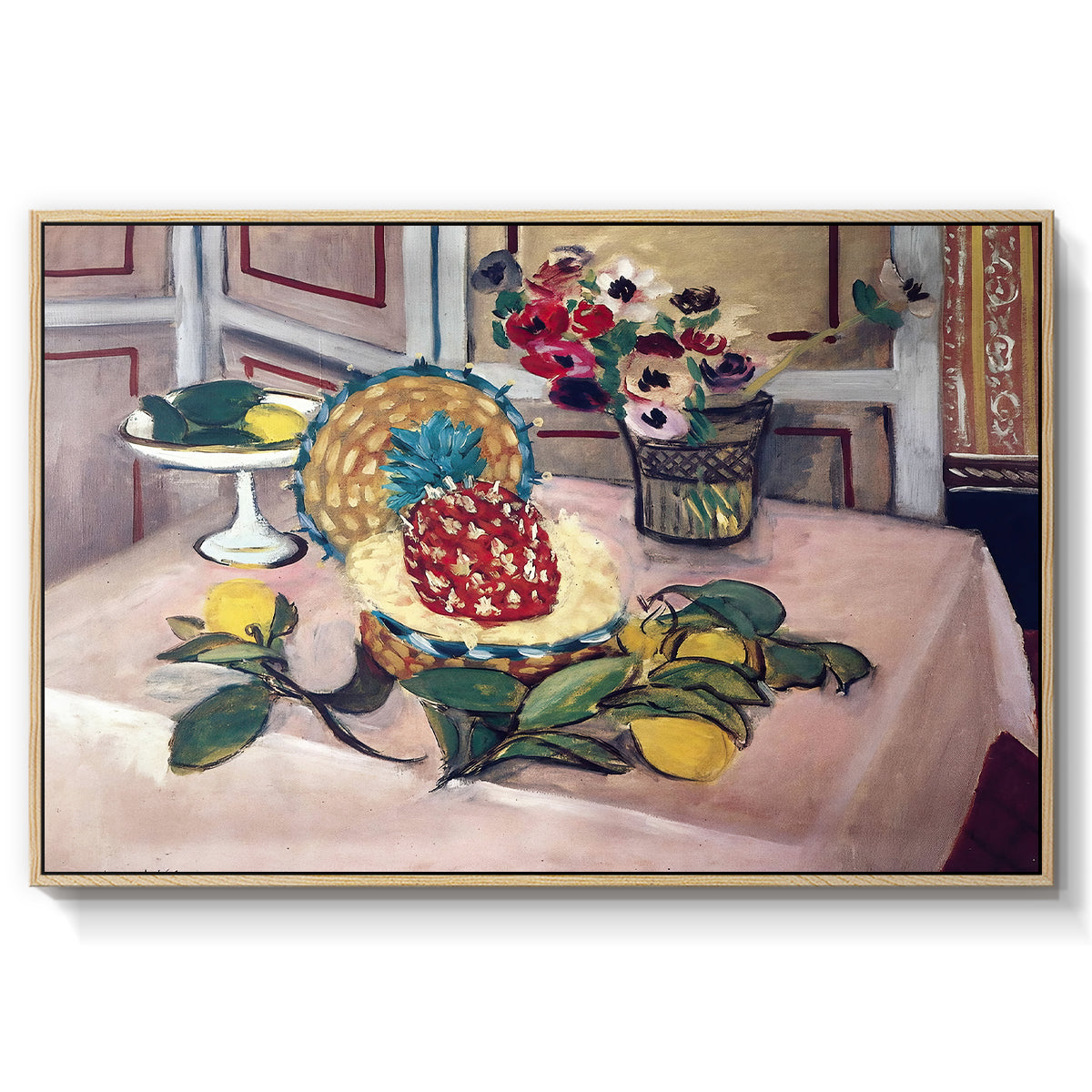 Still Life with Pineapple and Lemons, 1925 - Floater Framed Canvas Print