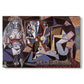 Canvas art print portraying multiple female figures arranged in angular interior composition, set against a white background